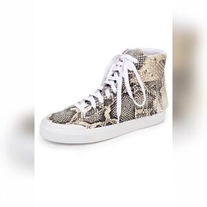 LOEFFLER RANDALL DELANEY SNAKE FRINGE HI-TOP SNEAKERS GRAPHITE "NIB"